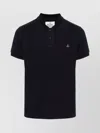 Vivienne Westwood Classic Black Piqué Polo With Striped Collar In Black
