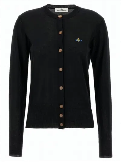 Vivienne Westwood Classic Button-down Cardigan With Wooden Buttons In Black