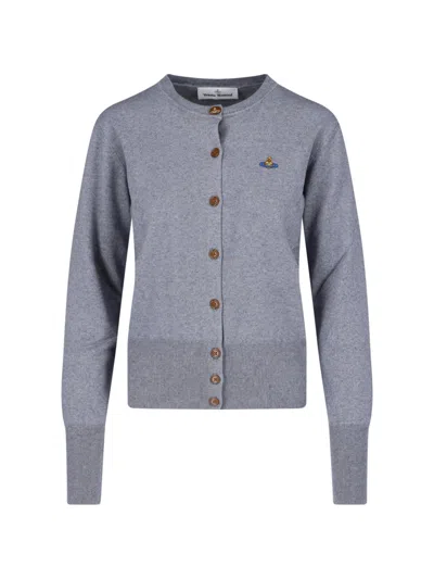 Vivienne Westwood Classic Button-up Cardigan With Ribbed Hem In Blue