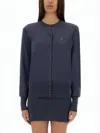 Vivienne Westwood Classic Cotton Cardigan With Layered Hem In Blue