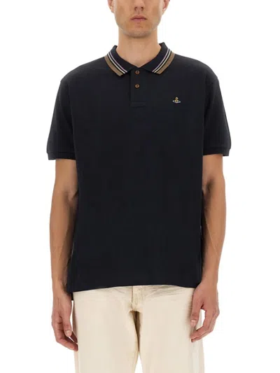 Vivienne Westwood Classic Cotton Pique Polo Shirt In Black