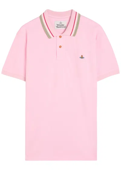 Vivienne Westwood Classic Logo Piqué Cotton Polo Shirt In Pink