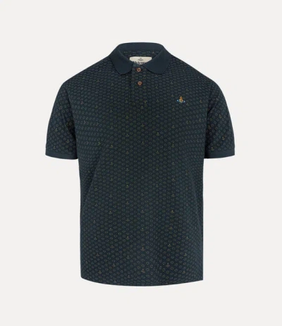 Vivienne Westwood Classic Polo Print Organic Piquet Dots / Orbs Black / White Xl Men In Blue