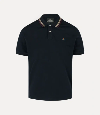 Vivienne Westwood Classic Polo Solid Piquet Navy Blue S Men