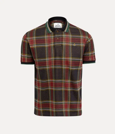 Vivienne Westwood Classic Polo Tartan Piquet Red-green Xxl Men In Brown