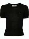 Vivienne Westwood Classic Short-sleeve Knitwear With Subtle Embroidery In Black