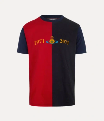 VIVIENNE WESTWOOD CLASSIC T-SHIRT COTTON TRADITIONAL SOCCER T-SHIRT RED / BLUE S UNISEX