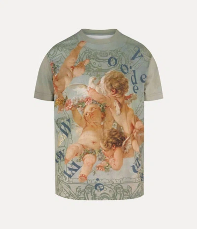 Vivienne Westwood Classic T-shirt Printed Co Jersey Orb-frame-cherubs Xs Unisex In Green