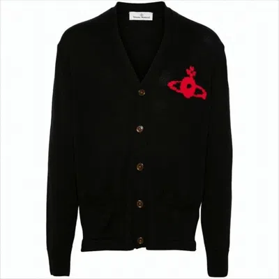 Vivienne Westwood Classic V-neck Wool Cardigan With Button-down Front In Black