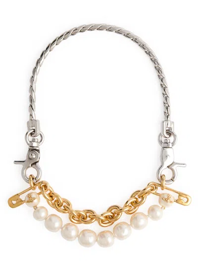 Vivienne Westwood Claude Large Beaded Pearl And Chain Necklace In Metallic
