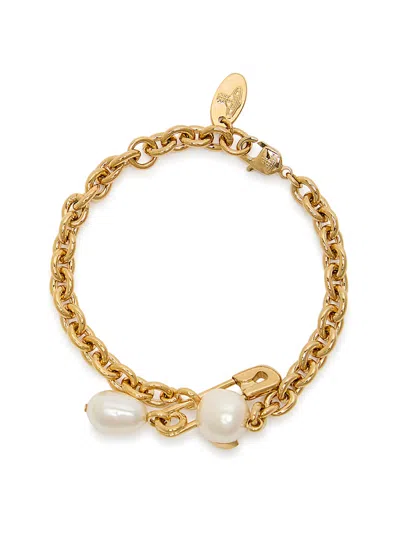 Vivienne Westwood Claude Pearl-embellished Bracelet In Gold