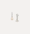 Vivienne Westwood Claude Small Earrings Silver Swarovski Pearls Women In Silver