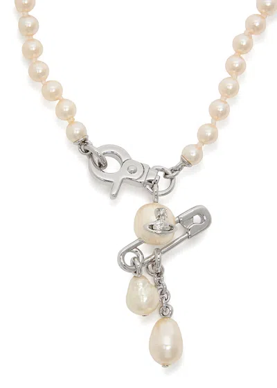 Vivienne Westwood Claude Small Faux Pearl Necklace In Silver