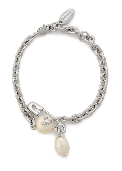 Vivienne Westwood Claude Small Safety-pin Bracelet In Silver