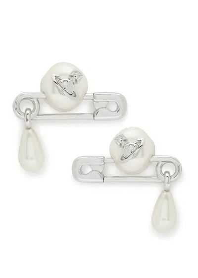 Vivienne Westwood Claude Small Safety-pin Stud Earrings In Silver