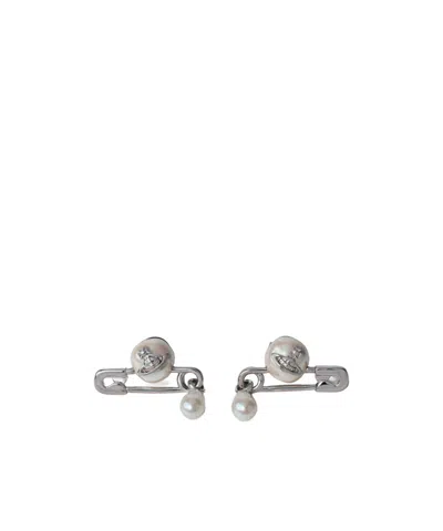 Vivienne Westwood Claude Small Stud Earrings In Gray
