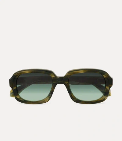 Vivienne Westwood Claude Sunglasses Acetate Green  Men In Burgundy