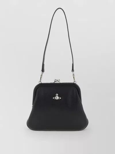 Vivienne Westwood Clutch Bag Top Handle Removable Strap Pu In Black