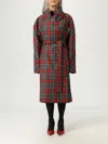Vivienne Westwood Wool Coat Belted Waist Checkered Pattern In Multi