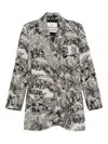 Vivienne Westwood Double-breasted Printed Coat Curved Hem In Black