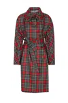 Vivienne Westwood Wool Coat Belted Waist Checkered Pattern In Multi