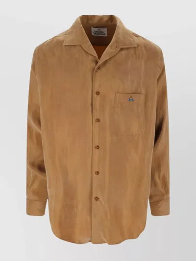 Vivienne Westwood Collared Shirt With Long Sleeves And Chest Pocket In Brown