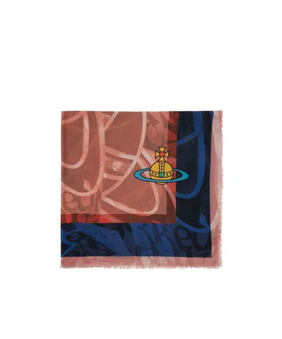 Vivienne Westwood Color Lapped Silk Scarf In Brown