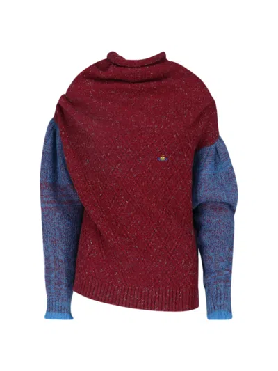 Vivienne Westwood Colorblock Turtleneck Sweater In Red