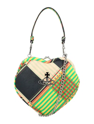 Vivienne Westwood Combat Tartan Heart Frame Purse Mini Handbag For Women In Combat_tartan