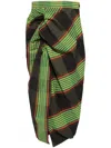 VIVIENNE WESTWOOD GREEN COMBAT TARTAN-PRINT ASYMMETRIC SKIRT