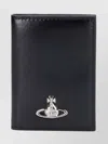 Vivienne Westwood Smooth Black Wallet With Iconic Emblem In Black