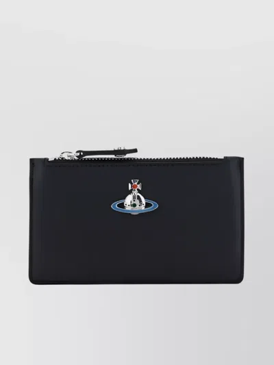 Vivienne Westwood Compact Leather Coin Purse In Black