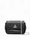 Vivienne Westwood Compact Textured Shoulder Bag With Metallic Emblem In Black