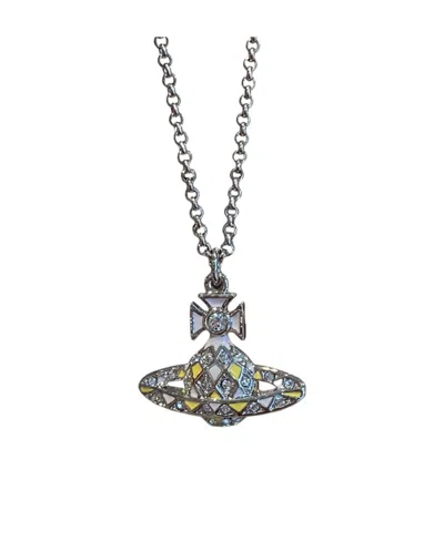 Vivienne Westwood Contrasting Logo Necklace In Gray