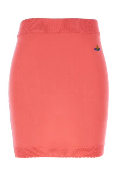 Vivienne Westwood Bea Mini Skirt Woman Coral In Cotton In Orange