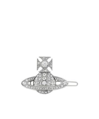 Vivienne Westwood Corinne Crystal-embellished Hair Clip In Metallic