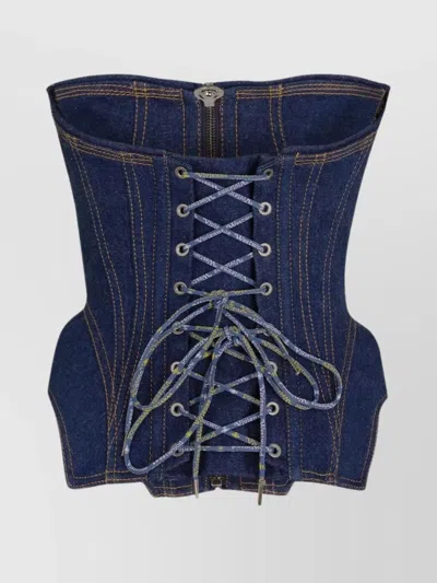 Vivienne Westwood Corset Bustier Top With Visible Stitching In Blue