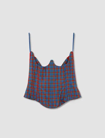 Vivienne Westwood Bella Checked Taffeta Strapless Corset In Multicolore