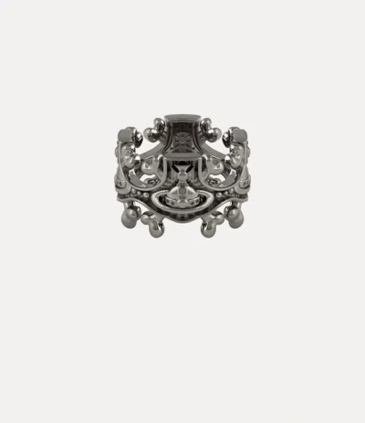 Vivienne Westwood Cosimo Ring Gunmetal Silver Unisex In Gray