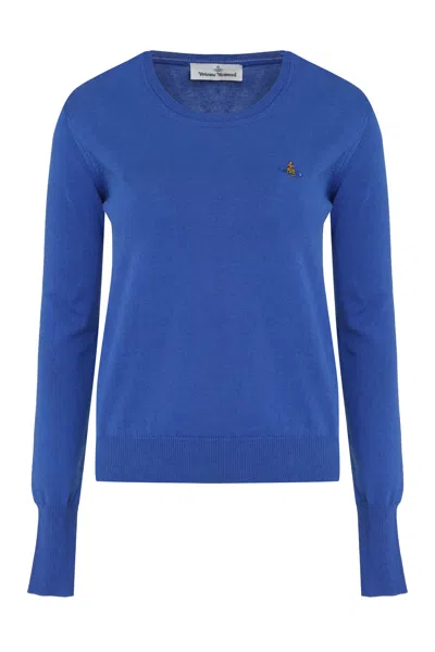 Vivienne Westwood Cotton And Cashmere Blend Crewneck Jumper In Blue