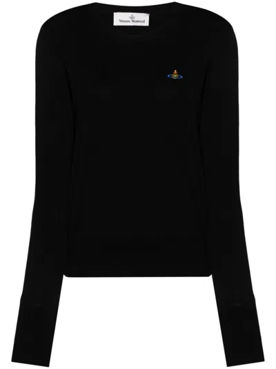 Vivienne Westwood Jersey With Orb Embroidery In Black