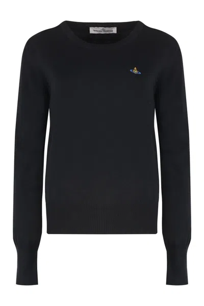 Vivienne Westwood Fitted Wool Sweater With Crew Neckline In Black