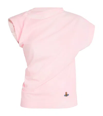 Vivienne Westwood Cotton Asymmetric Orb Hebo Top In Pink