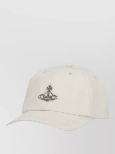 Vivienne Westwood Cotton Baseball Hat Rigid Visor Design In White