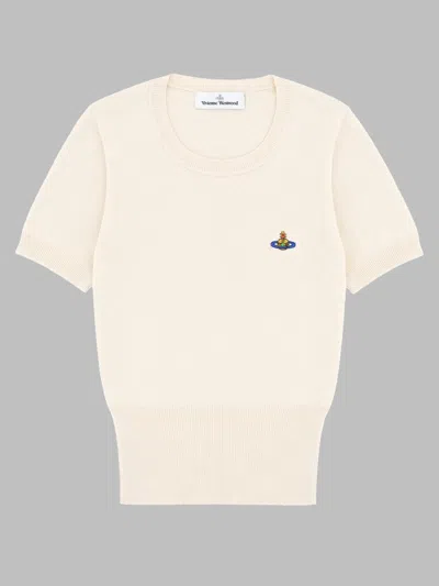 Vivienne Westwood Cotton Cashmere Knit Short-sleeve Sweater Top In White