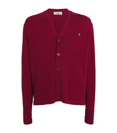Vivienne Westwood Cotton-cashmere Mini Orb Cardigan In Aw24-wine