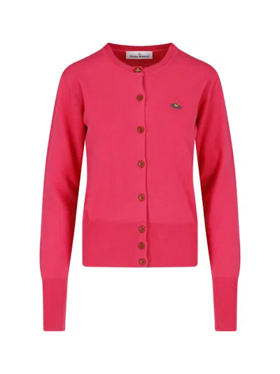 Vivienne Westwood Crew Neck Sweater With Button-down Front In Pink