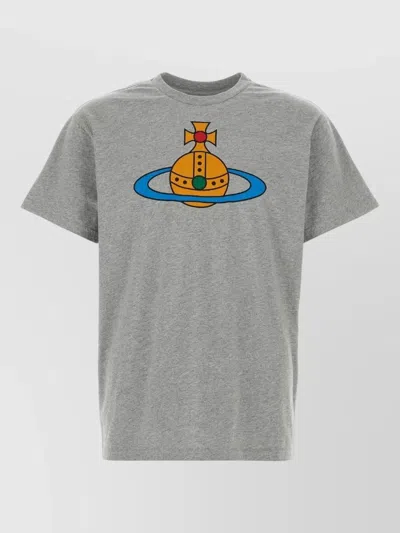 Vivienne Westwood Cotton Crew Neck Graphic Print T Shirt In Gray