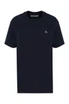Vivienne Westwood Blue Crewneck T-shirt With Orb Detail In Cotton Man