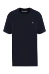 Vivienne Westwood Blue Crewneck T-shirt With Orb Detail In Cotton Man
